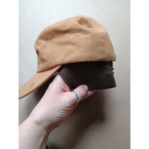 Vintage Ear Flaps Tan Duck Canvas Hat Cap USA Sz Medium